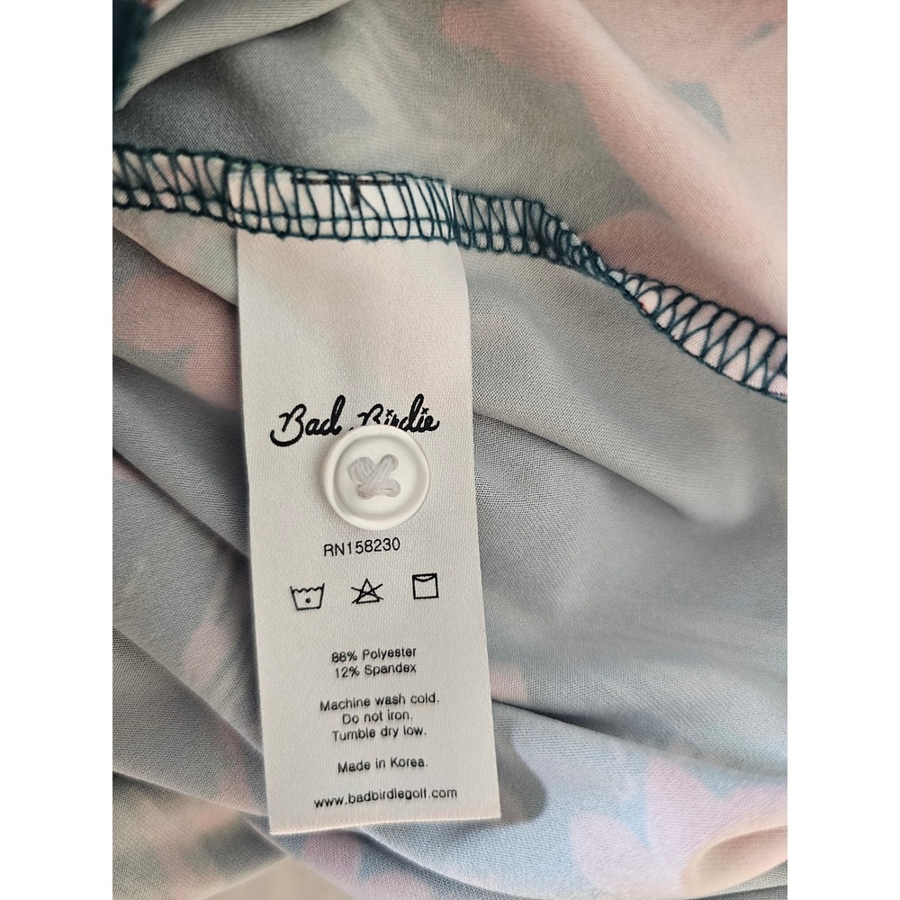 Tropical Bad Birdie Sleeveless Golf Polo Women XL Teal Floral Botanical Stretch - Picture 4 of 7